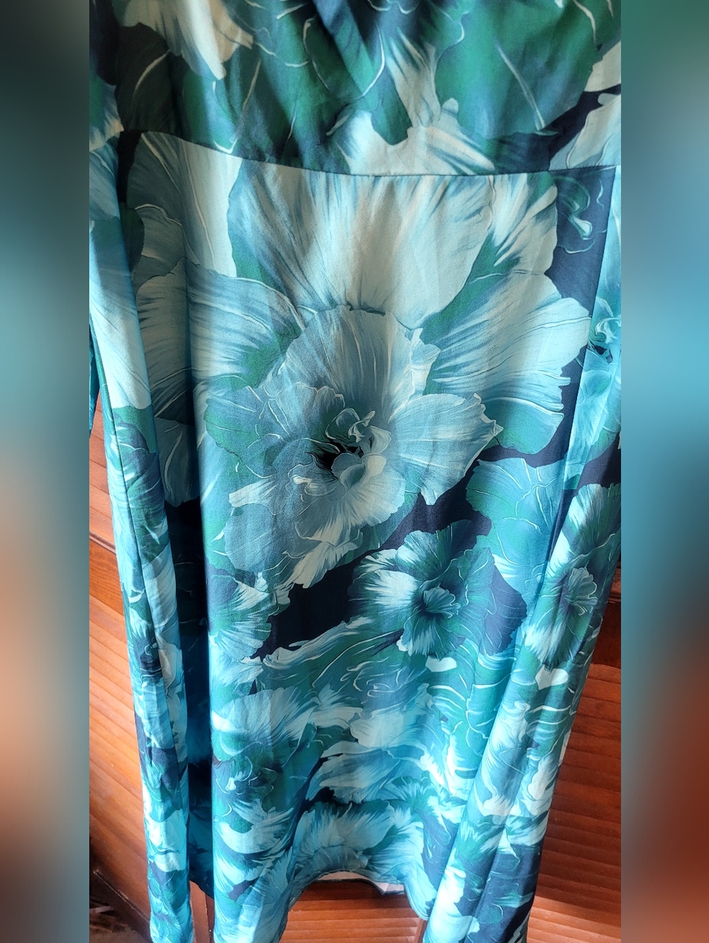 SHEIN Turquoise Floral Puff-Sleeve Midi Dress With All Over Floral Print XL - Picture 5 of 9